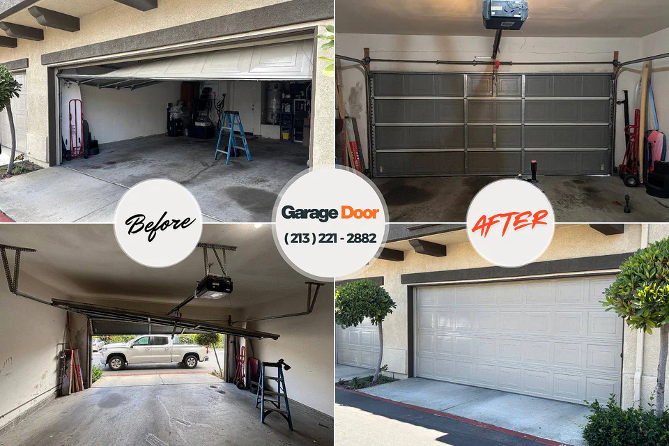 Before and after: garage door repair Hartford, AL